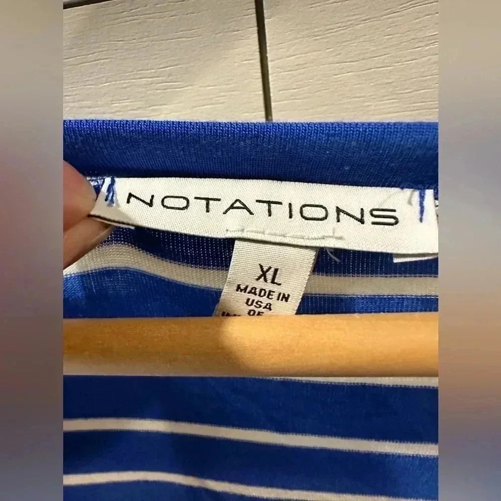 Notation Blue/ white striped asymmetrical Shirt- XL - Picture 4 of 5
